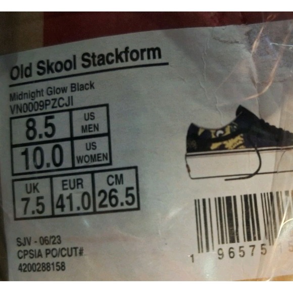 VANS Old School Stackform Glow-In-The-Dark Skull Print Women Sz 10 Black Green - Picture 7 of 7